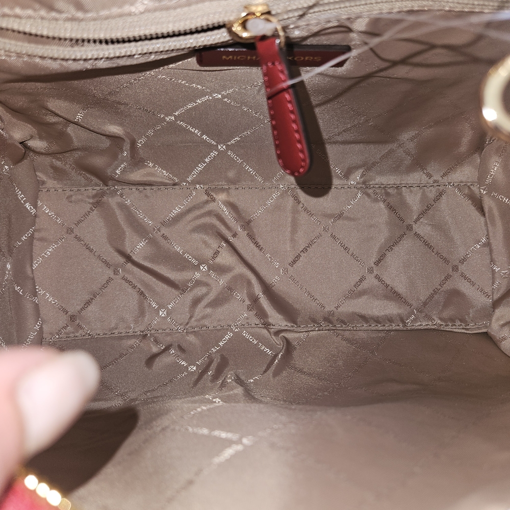 Michael Kors Metallic Rose Pink MK-Embossed Satchel - Picture 12 of 13